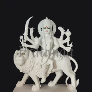 Durga Maa Sitting on Lion Marble Sculpture