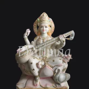 Maa Saraswati Marble Murti – Goddess of Wisdom & Music
