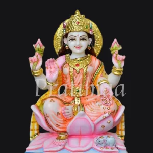 Maa Lakshmi Colored Marble Murti – Goddess of Wealth & Prosperity