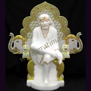 Premium white marble Sai Baba idol PS1